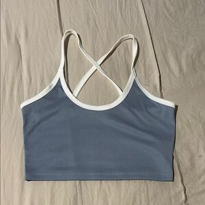 SHEIN Blue and White Crossback Sports Bra